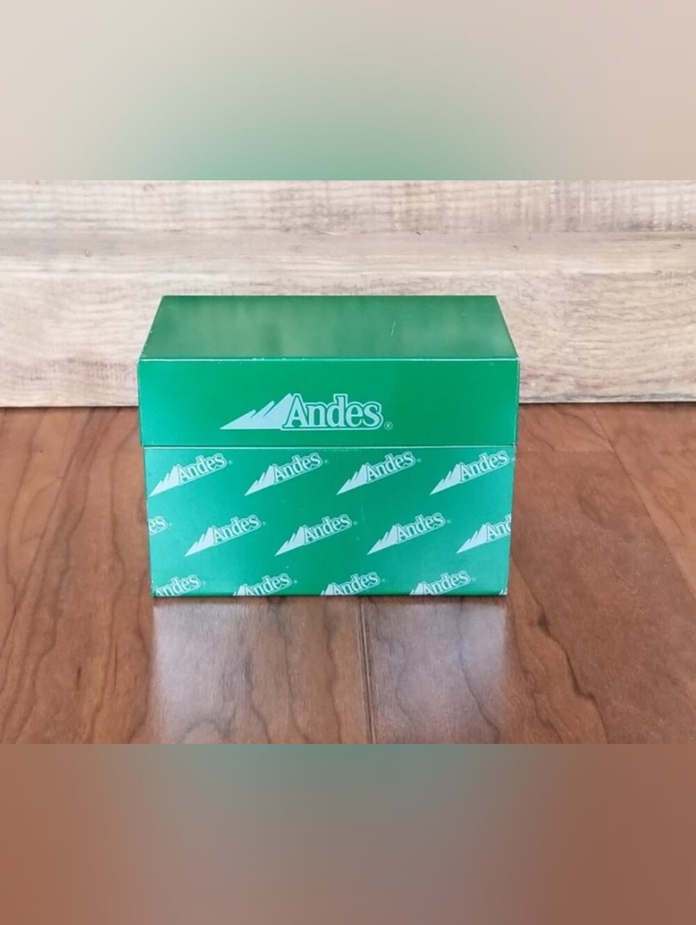 Vintage Andes Tin Recipe Box WITH recipe cards